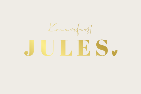 kraamfeest kaartje goudfolie beige