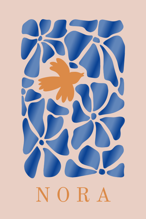 Geboortekaartje meisje abstracte bloemenmarkt spotlak blauw roze