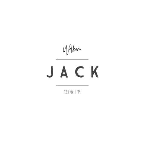 Stoer minimalistisch geboortekaartje voor een jongen