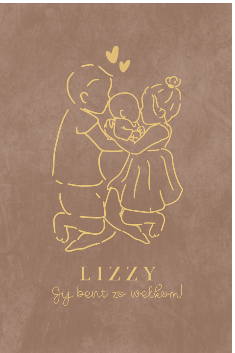 Geboorte aankondigings bord voor op het raam velours met goud look