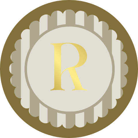 Sluitsticker rond met bloemvorm groen bruin goudfolie