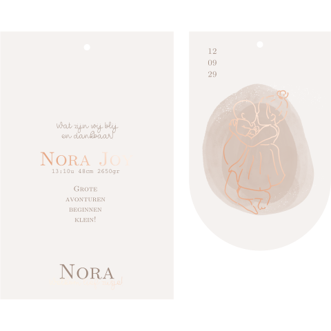 Geboortekaartje label kaartje meisje lijntekening grote zus en zusje