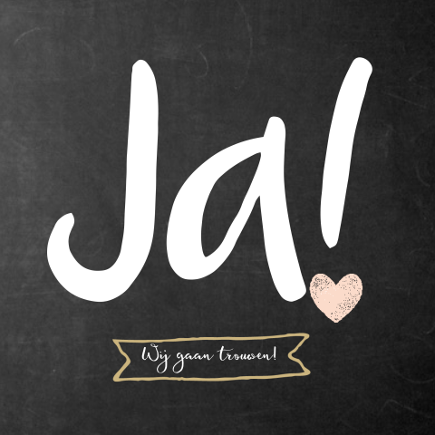 Trouwkaart met krijtbord achtergrond