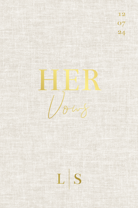 Geloften boekje linnen look met goudfolie voor jullie bruiloft