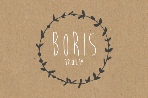 Rustig geboortekaartje met krans