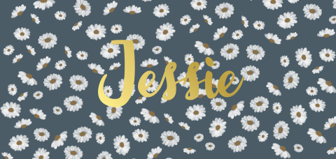 Geboortekaartje meisje met madeliefjes goudfolie en blauw