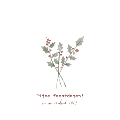 Kerstkaart met watercolor hulsttakje en ronde hoeken