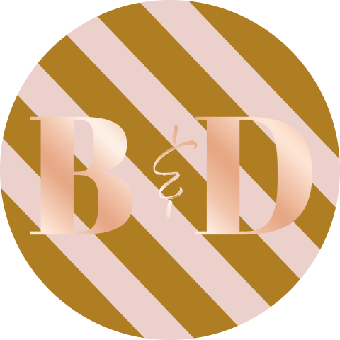 Sluitsticker oranje en roze strepen met roséfolie