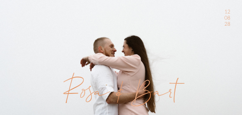 Trouwkaart met foto koperfolie minimalistisch klassieke letters