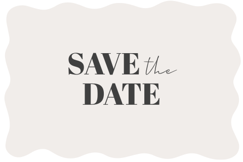 Save the date kaart golvende vorm minimalistisch grijs beige