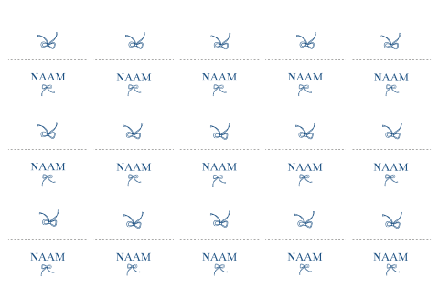 Naamkaartjes voor een unieke tafelsetting, met simpele blauwe strikjes