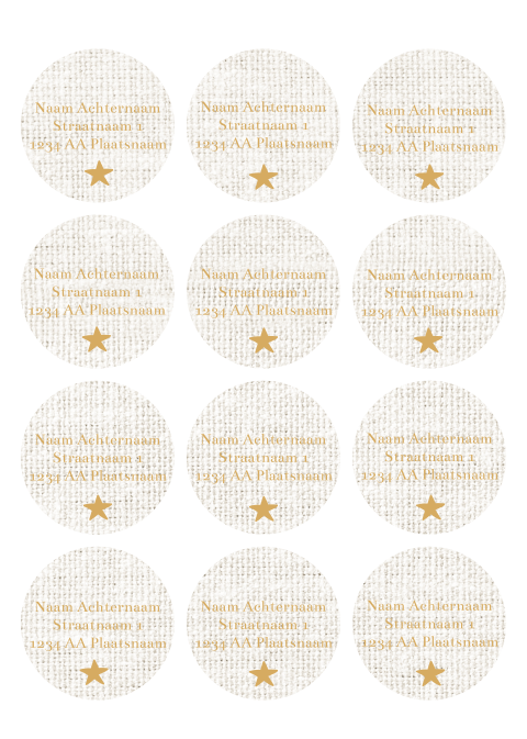 ronde adressticker enveloppe geboortekaartje ster