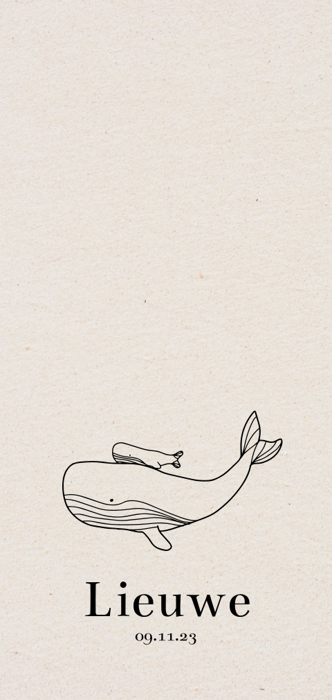 Geboortekaartje jongen potvis en jong kraft achtergrond