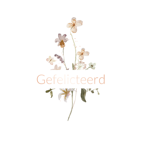 Felicitatie kaart voor een verjaardag met bloemen en rosefolie