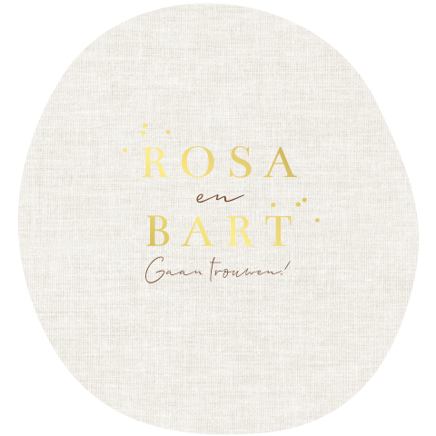 Trouwkaart klassiek in organische vorm met linnen look