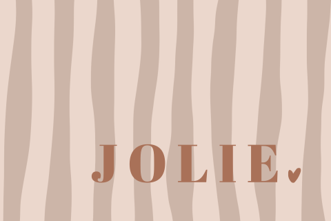 Geboortekaartje meisje met beige roze strepen