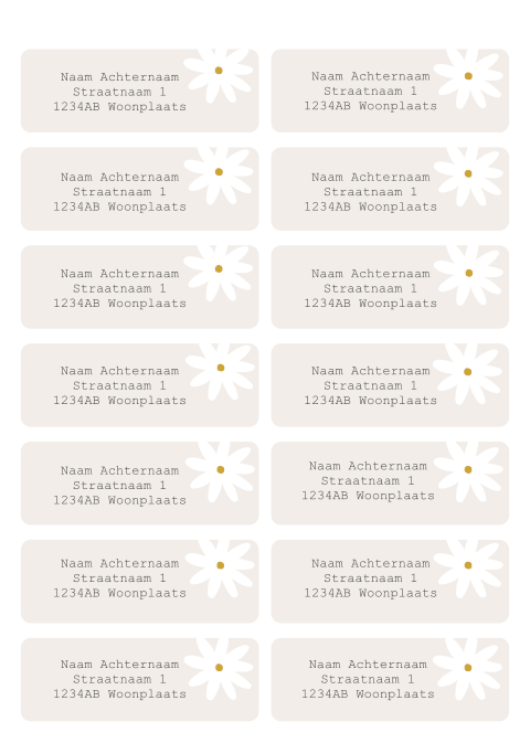 Adresstickers met madeliefjes