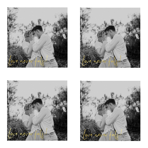 fotolabel voor een trouwkaart huisstijl met goudfolie