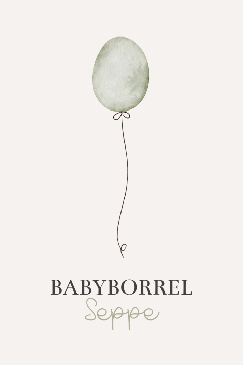 Babyborrel kraamfeest kaartje groene ballon passend geboortekaartje