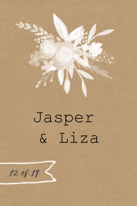 Trouwkaart met boeket
