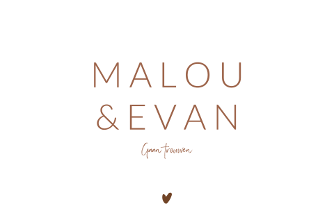 Minimalistische trouwkaart met bruintinten en hartje