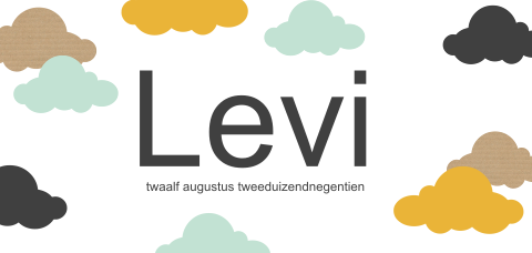 Wolkjes kaart jongen in hippe kleuren