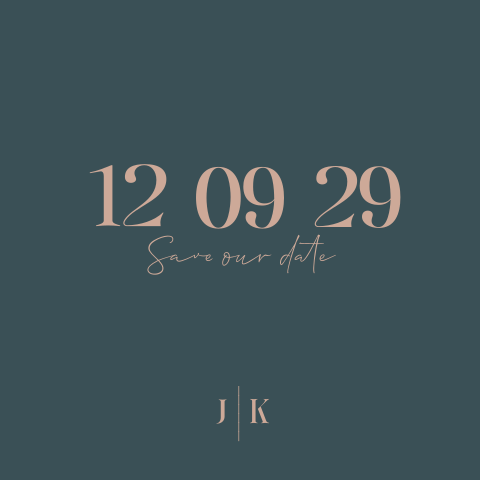 Save the date kaart met blauw en roze datum minimalistisch