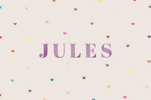 Geboortekaartje meisje met veel kleine gekleurde hartjes UVspotlak