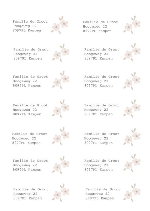 Adressticker met roze bloemetjes