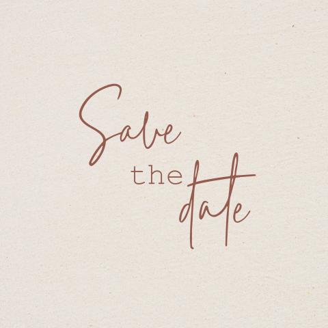 Save the date kaart met kraft achtergrond