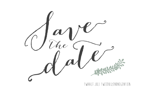 Rustig Save the date kaartje, met bijpassende trouwkaart