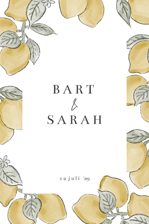 Unieke trouwkaarten met citroenen in Italiaanse zomerse stijl