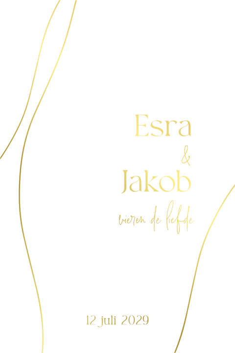 Trouwkaart minimalistisch goudfolie lijnen pocketfold
