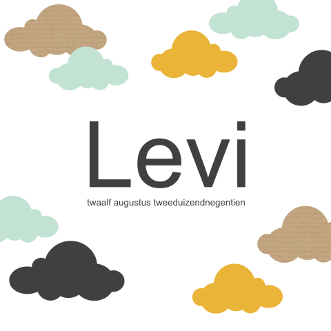 Wolkjes kaart jongen in hippe kleuren