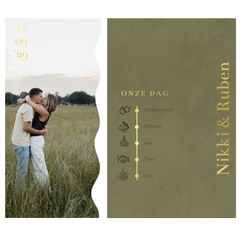 Trouwkaart met foto en golfjes