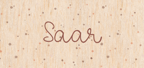 Geboortekaartje op hout voor een meisje met watercolour stippen