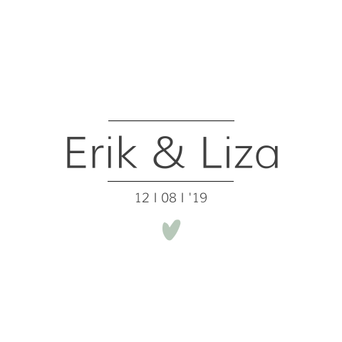 Minimalistische trouwkaart met hartje