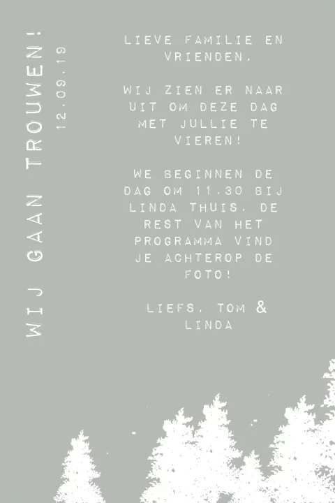 Huisstijl trouwkaart forest met bomen