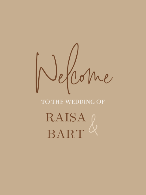 Bruiloftsbord welkomstbord om de gasten op de bruiloft welkom te heten