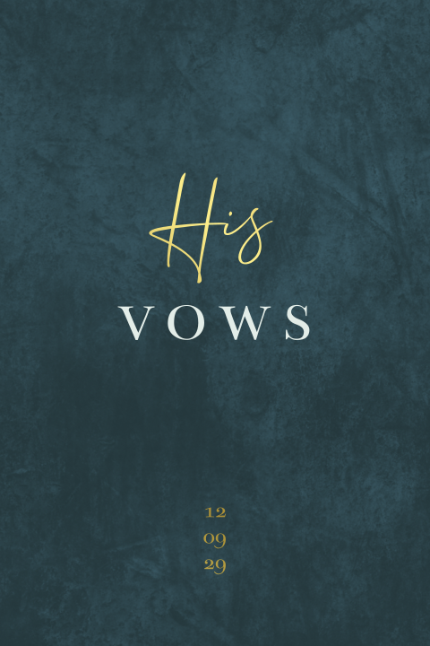 Vows boekje voor geloften op de bruiloft velvet look blauw goudfolie