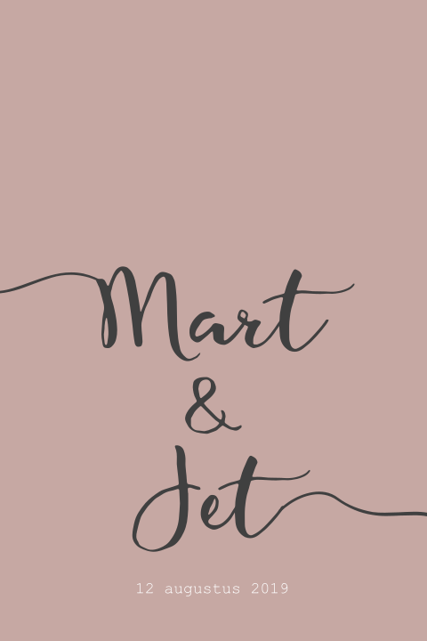 Mooi en rustig trouwkaartje met sierlijke letters