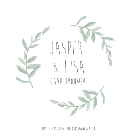 Mooi en rustig watercolor trouwkaartje