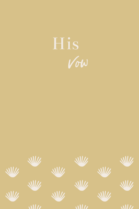 Vow kaartje passend bij de huisstijl met patroon en okergeel