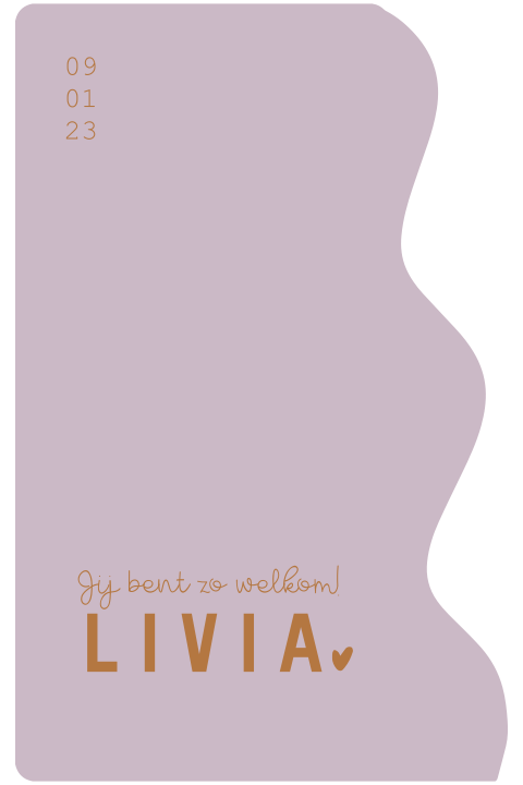 geboortekaartje meisje bijzondere vorm lila paars en oranje