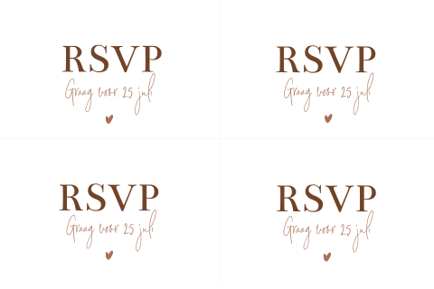 RSVP kaartje gasten voor bruiloft passend bij trouwkaart DIY