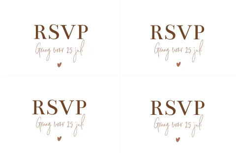 RSVP kaartje gasten voor bruiloft passend bij trouwkaart DIY