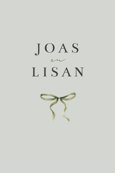 Trouwkaart klassiek geschilderde groene strik