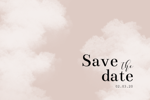 Save the date kaart in minimalistische stijl met roze achtergrond