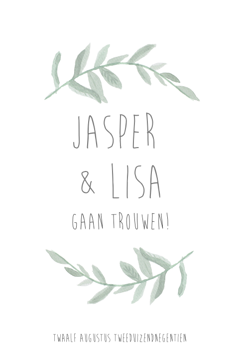 Mooie en rustige watercolor trouwkaart