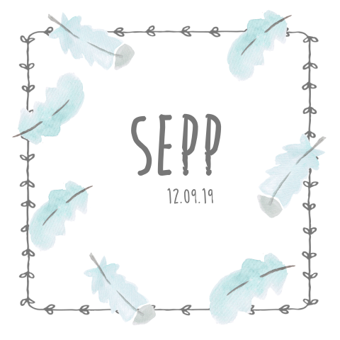 Lief geboortekaartje met bohemian watercolor veertjes